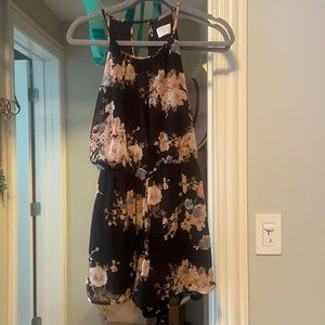 Black floral romper
